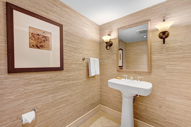 bathroom featuring tile walls and tile patterned flooring