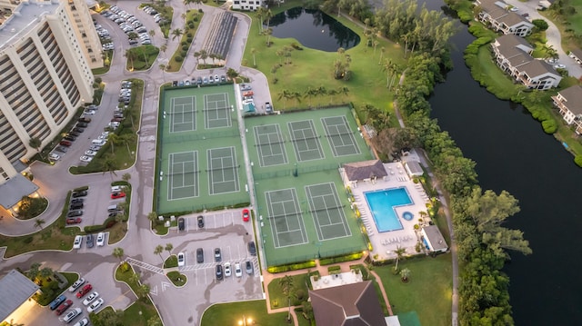 bird's eye view featuring a water view