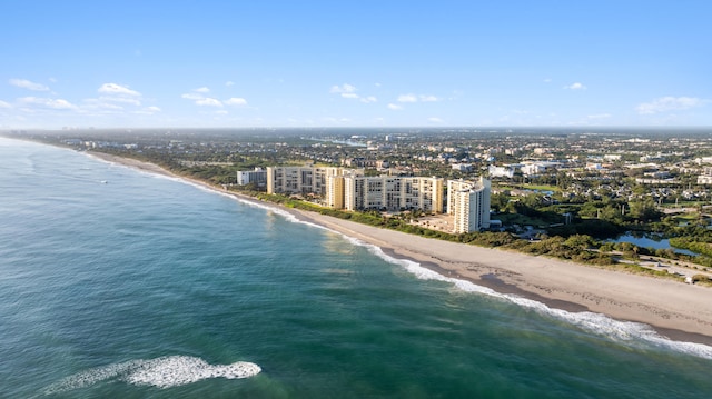 aerial view with a view of the beach and a water view