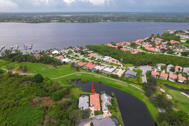 bird's eye view featuring a water view