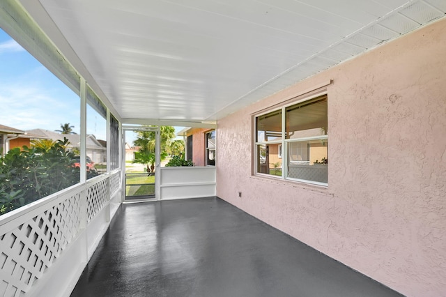 view of unfurnished sunroom