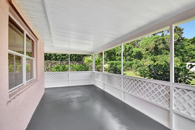 view of unfurnished sunroom