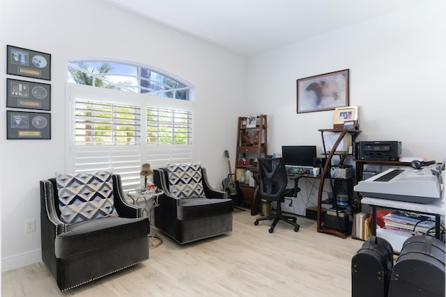 home office featuring wood finished floors