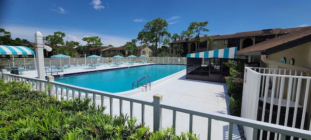 view of pool featuring a patio area