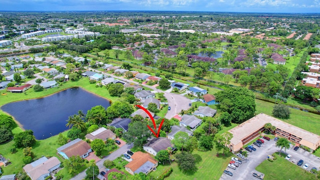 bird's eye view featuring a water view