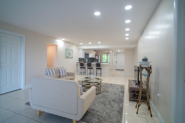 view of tiled living room