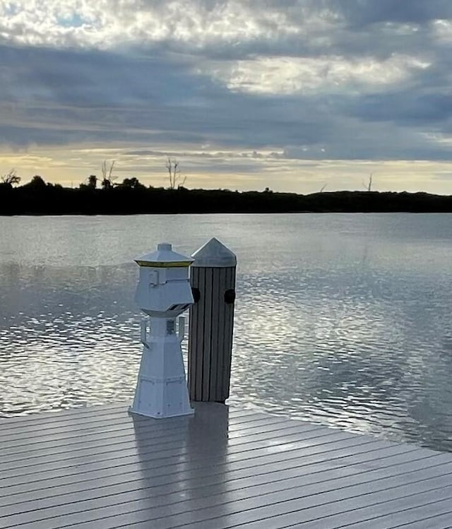 view of dock featuring a water view