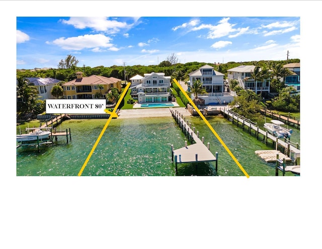 exterior space featuring a water view and a swimming pool