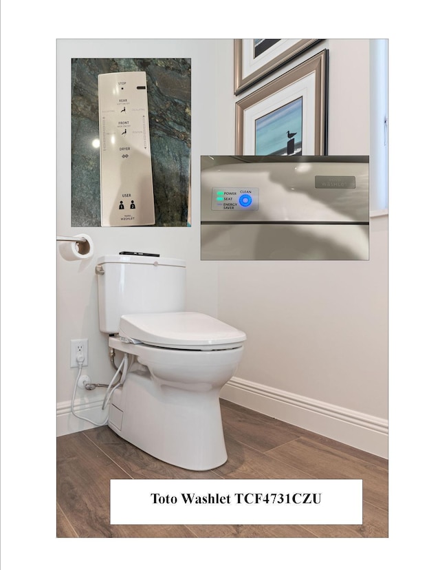 bathroom with wood-type flooring and toilet