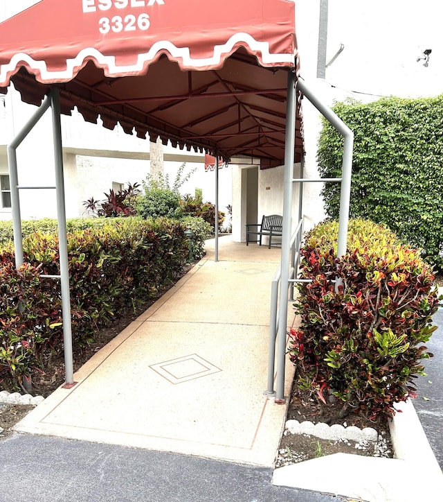 view of car parking with a gazebo