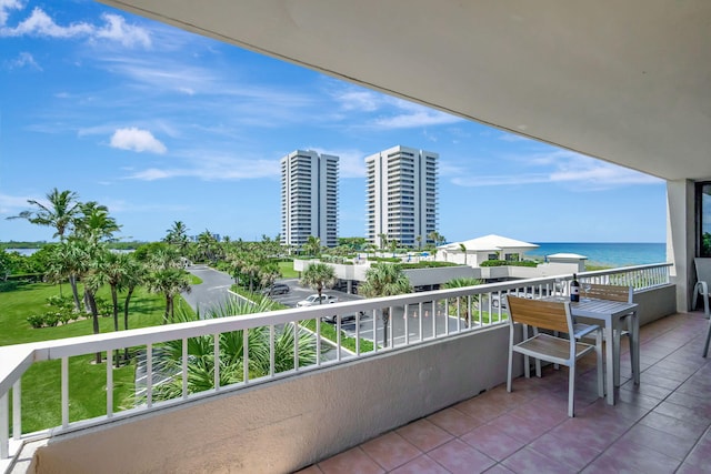 balcony with a water view