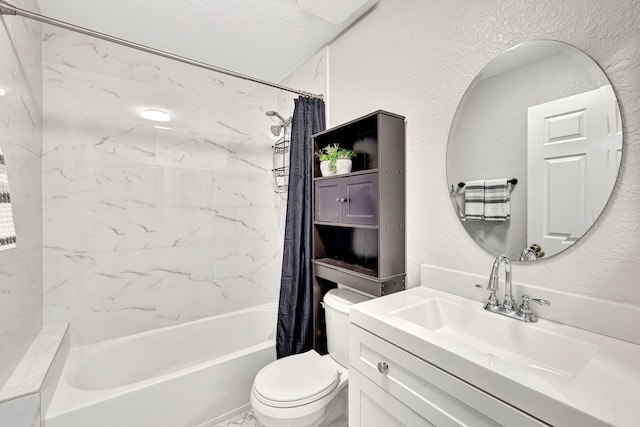 2801 Riverside Dr Unit 203-S, Coral Springs, FL 33065 - bathroom featuring a textured wall, toilet, shower / bath combo with shower curtain, and vanity
