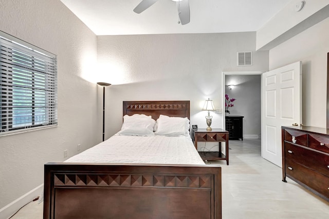 2801 Riverside Dr Unit 203-S, Coral Springs, FL 33065 - bedroom featuring a textured wall, baseboards, a ceiling fan, and light floors