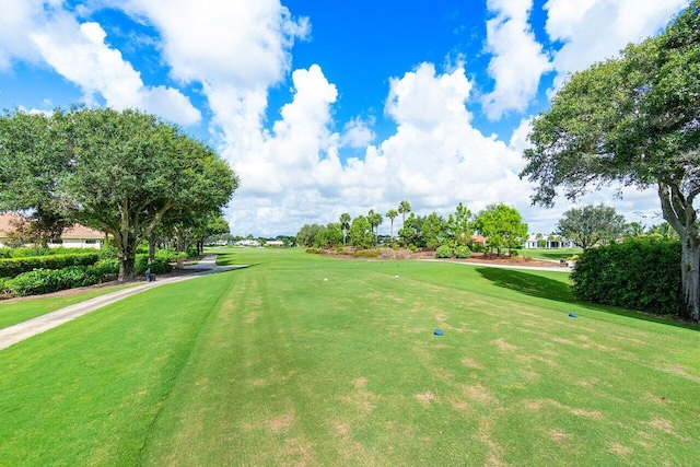 view of property's community featuring a lawn