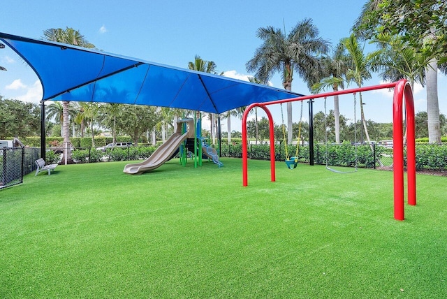 view of play area with a lawn