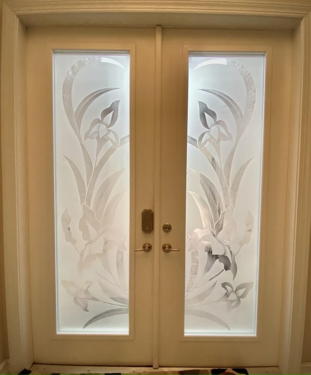 interior details featuring french doors