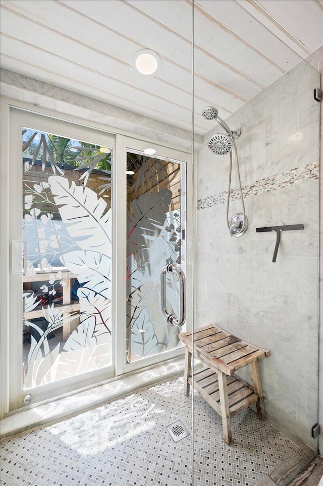 bathroom featuring an enclosed shower