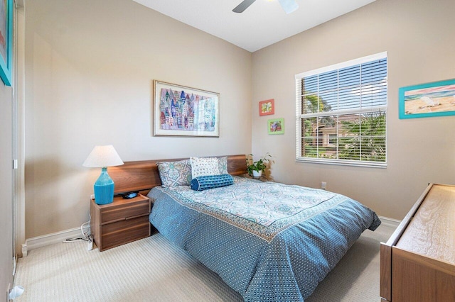 bedroom featuring carpet and ceiling fan