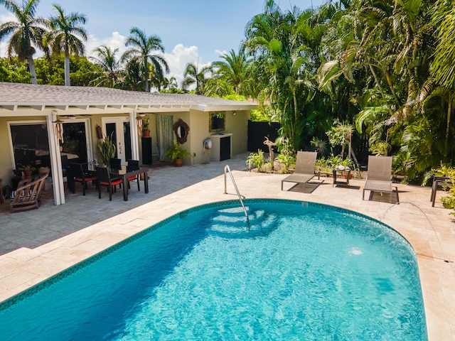 view of swimming pool with a patio