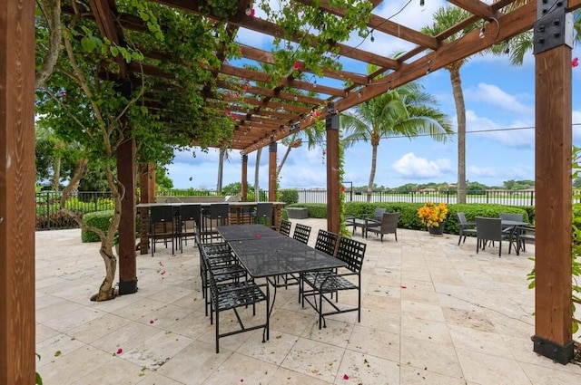 exterior space with a pergola