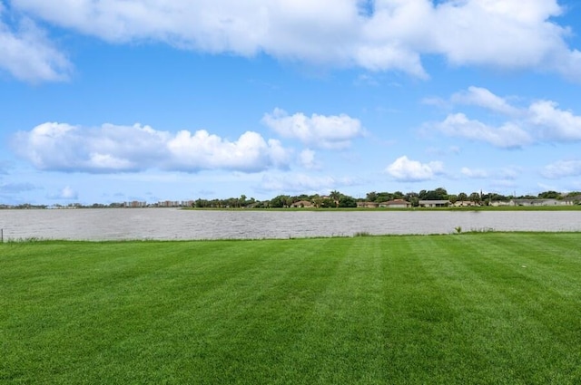 view of yard with a water view