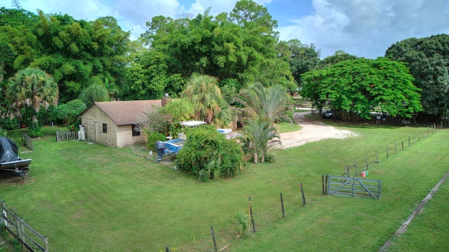 drone / aerial view with a rural view