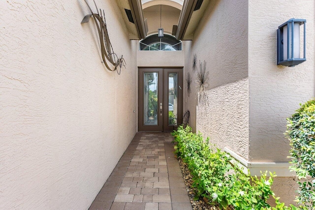 property entrance with french doors