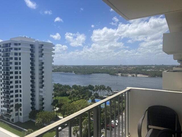 balcony with a water view