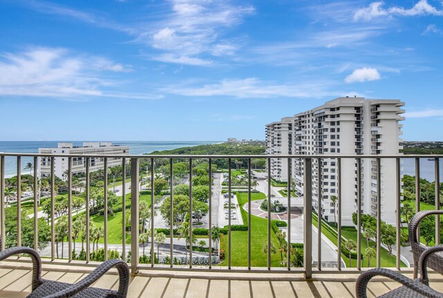 balcony with a water view