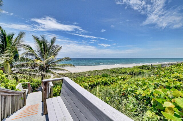 view of water feature with a view of the beach