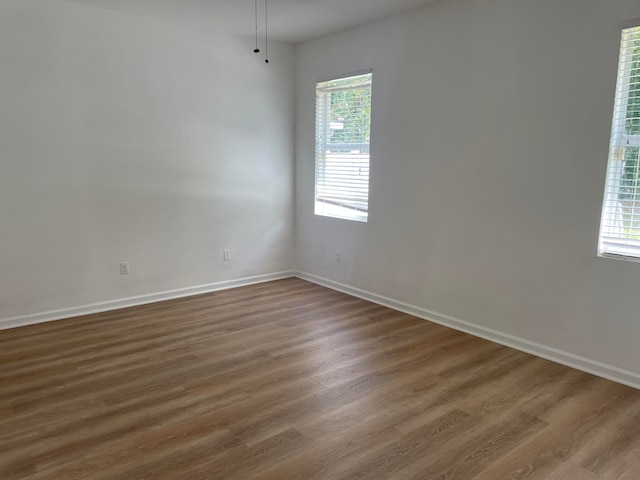 empty room featuring hardwood / wood-style flooring and a healthy amount of sunlight