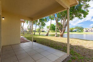 view of patio / terrace featuring a water view