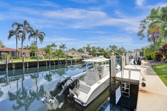 dock area featuring a water view