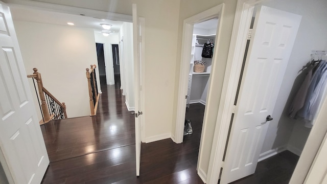 hallway featuring dark hardwood / wood-style floors