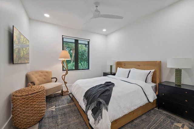 bedroom featuring ceiling fan