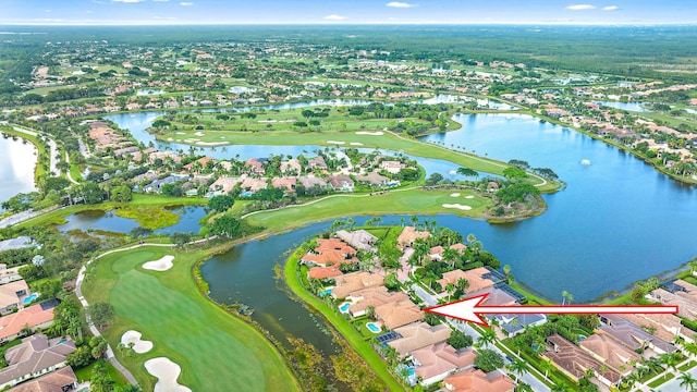 bird's eye view featuring a water view