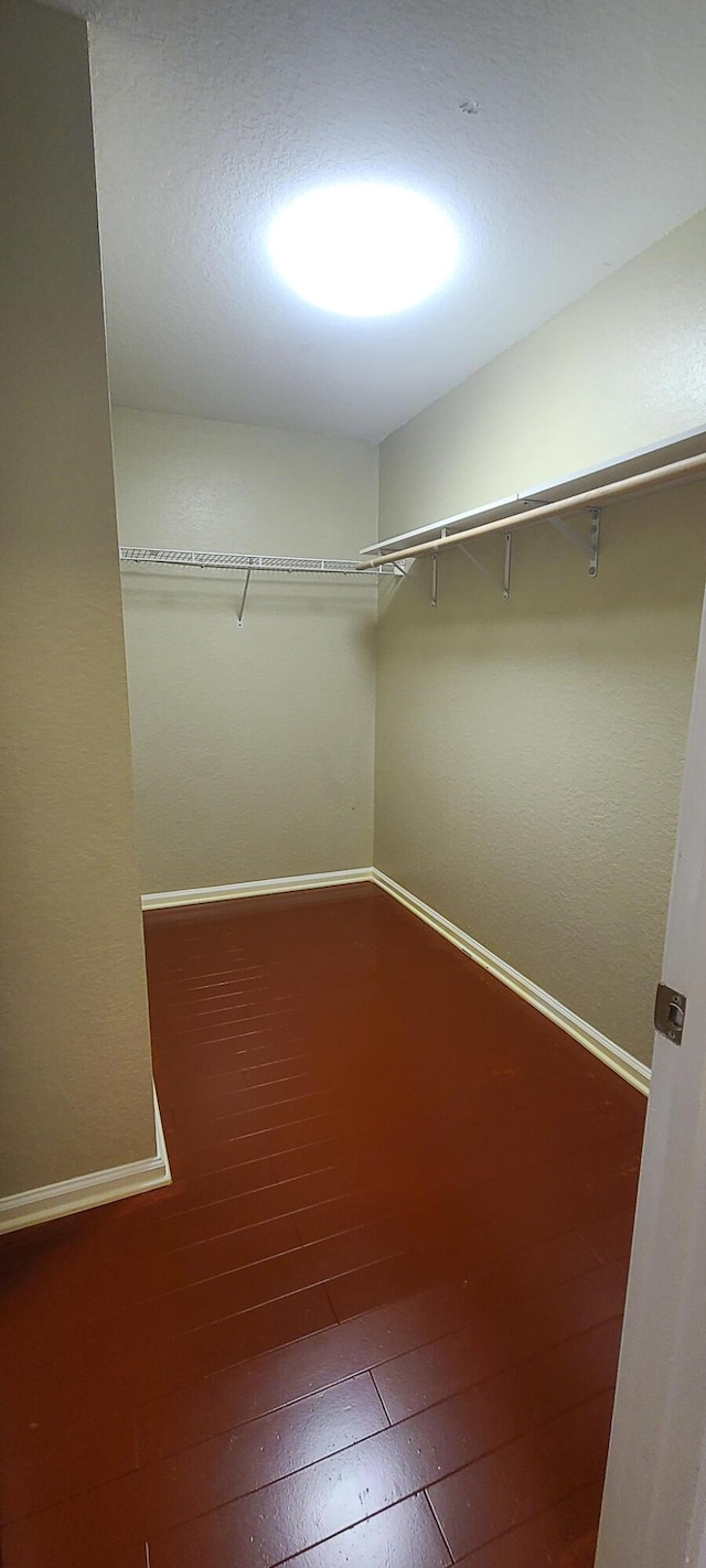 walk in closet featuring dark wood-type flooring