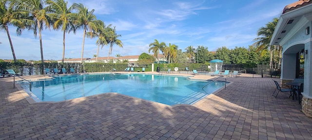 view of pool featuring a patio