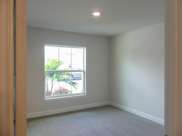 spare room featuring light carpet