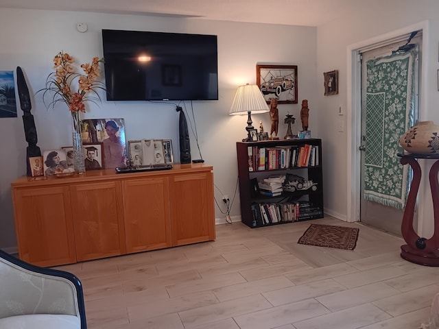 interior space with light hardwood / wood-style flooring