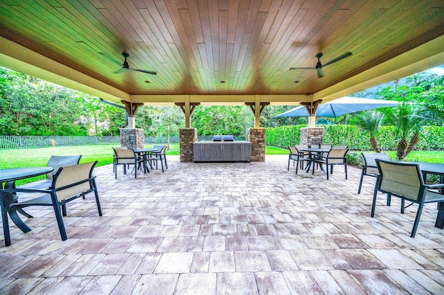 view of patio with ceiling fan