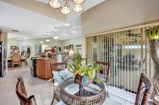 11111 Highland Cir, Boca Raton, FL 33428 - dining room with a chandelier and light tile patterned flooring