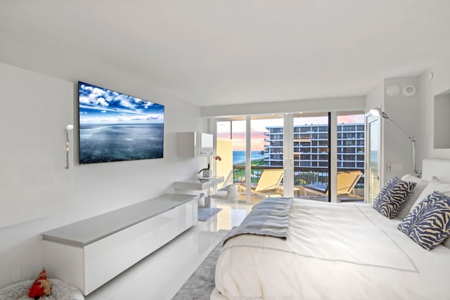 bedroom featuring multiple windows and access to outside