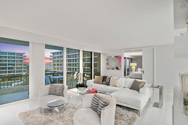 view of tiled living room