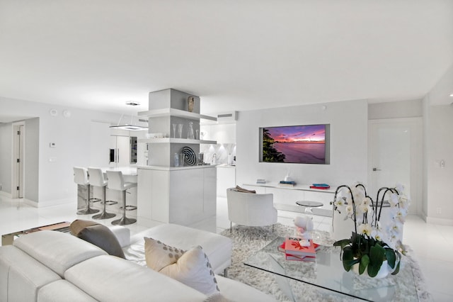 view of tiled living room