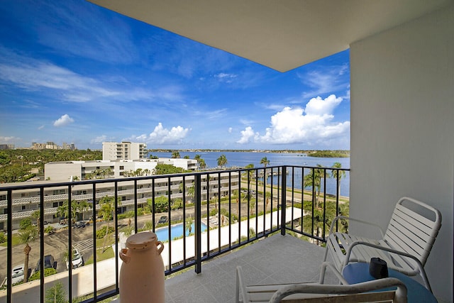 balcony with a water view