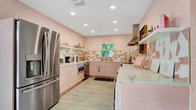 2600 NE 30th St, Fort Lauderdale, FL 33306 - kitchen featuring visible vents, open shelves, recessed lighting, stainless steel appliances, and backsplash