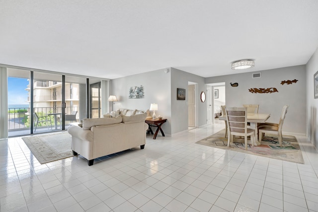 view of tiled living room