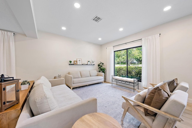 living room featuring light wood-type flooring