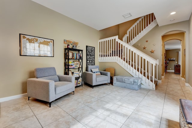 view of tiled living room